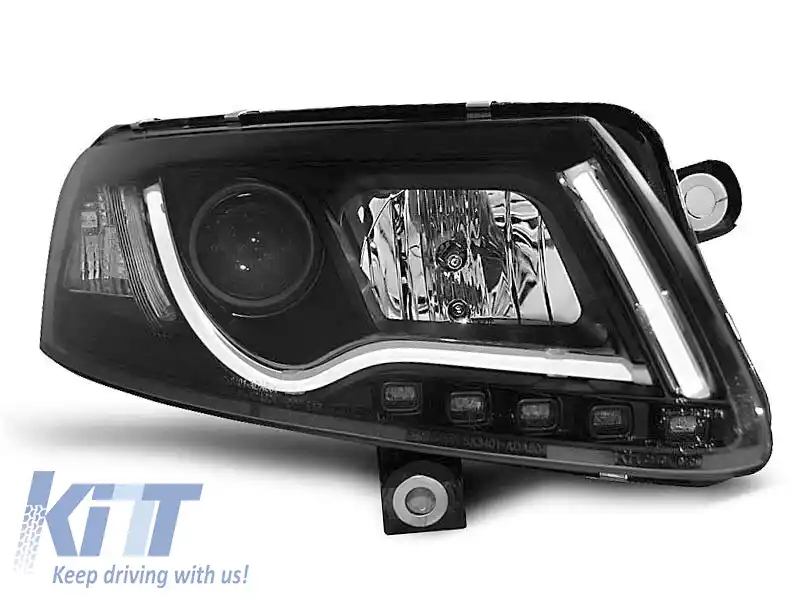 Set de faruri de tuning cu lumini DRL reale, potrivit pentru Audi A6 C6 04.2004-2008 sedan/combinate, stânga și dreapta