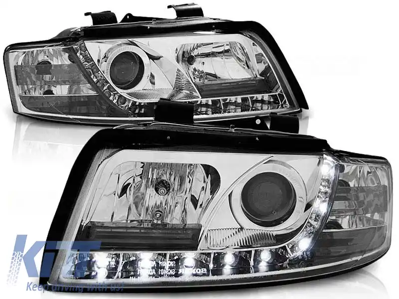 Set de faruri de tuning cu lumini LED potrivit pentru Audi A4 B6 10.2000-10.2004 sedan/combina, stânga și dreapta