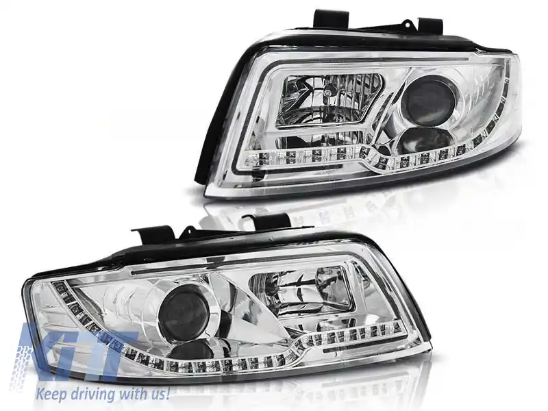 Set de faruri de tuning cu lumini LED potrivit pentru Audi A4 B6 10.2000-10.2004 sedan/combinate, stânga și dreapta