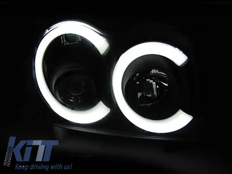 Set de faruri de tuning cu lumini LED potrivit pentru Jeep Grand Cherokee 2005-2008 cu bază cromată, stânga și dreapta-image-6152732