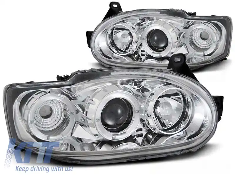 Set de faruri de tuning cu ochi de înger halogen potrivit pentru Ford ESCORT MK7 02.1995-2000, stânga și dreapta