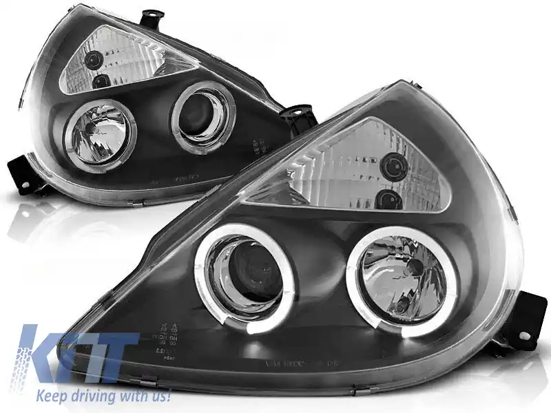 Set de faruri de tuning cu ochi de înger halogen potrivit pentru Ford KA 11.1996-2008, stânga și dreapta