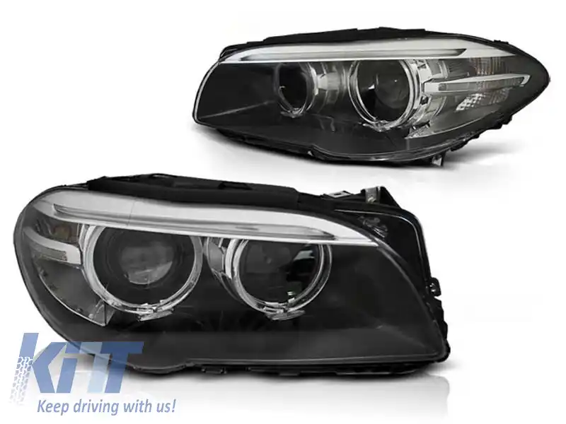 Set de faruri de tuning cu ochi de înger și lumini DRL potrivit pentru BMW 5 F10/F11 2010-07.2013, stânga și dreapta