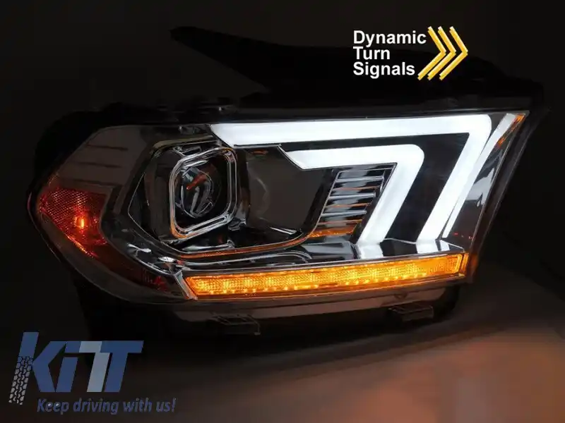 Set de faruri de tuning cu semnalizatoare dinamice potrivit pentru Dodge Durango 2010-2013 cu bază cromată-image-6238374