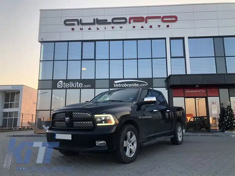 Set de faruri de tuning potrivit pentru Dodge Ram 2009-2018 cu bază neagră, stânga și dreapta-image-6152840