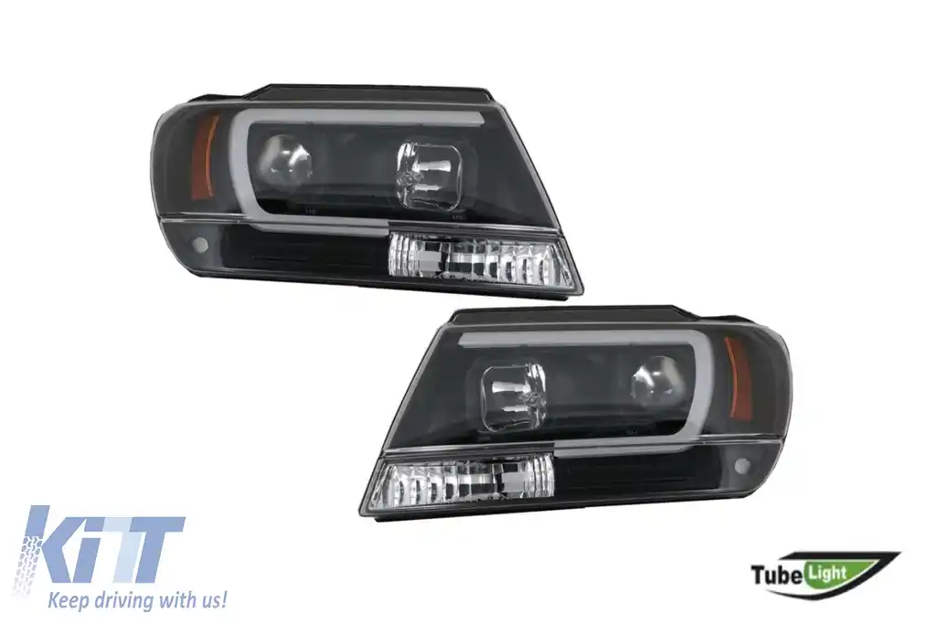 image-70-Set de faruri de tuning potrivit pentru Jeep Grand Cherokee 1999-2005 cu bază neagră, stânga și dreapta