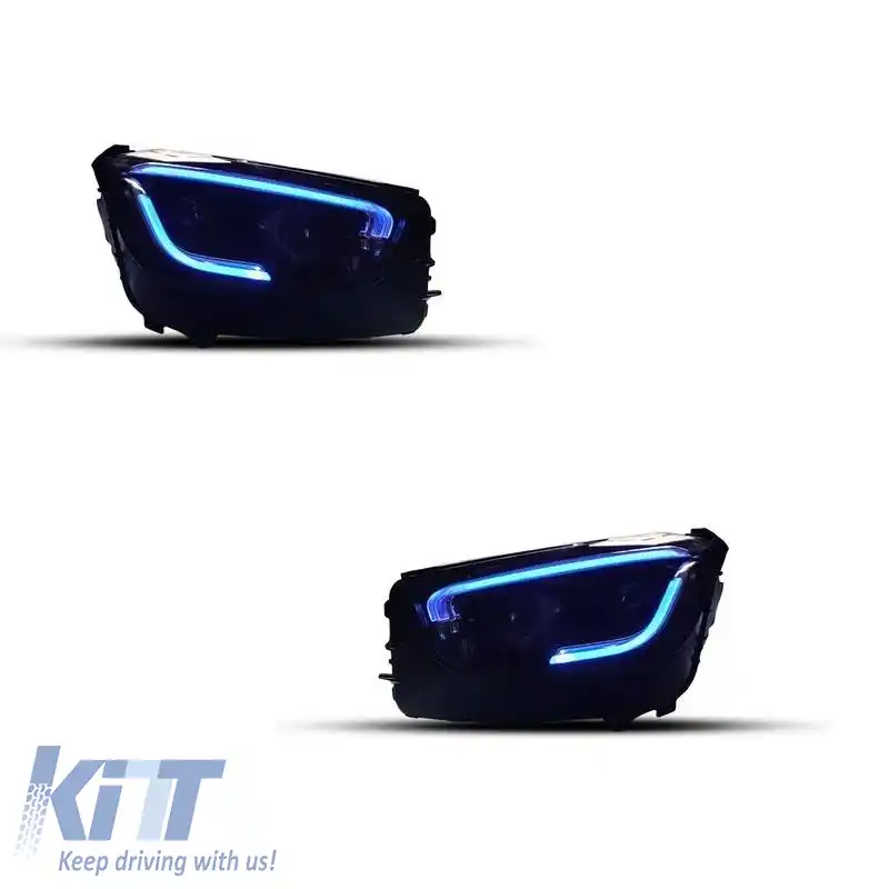 Set de Faruri Frontale Potrivit pentru Mercedes-Benz GLC C253/X253 Upgrade la Aspect Facelift 2020-2021 Negru Full LED DRL cu Motor Carner-image-6313624