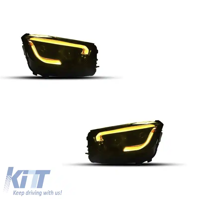 Set de Faruri Frontale Potrivit pentru Mercedes-Benz GLC C253/X253 Upgrade la Aspect Facelift 2020-2021 Negru Full LED DRL cu Motor Carner-image-6313627