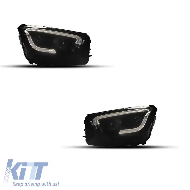 Set de Faruri Frontale Potrivit pentru Mercedes-Benz GLC C253/X253 Upgrade la Aspect Facelift 2020-2021 Negru Full LED DRL cu Motor Carner-image-6314639