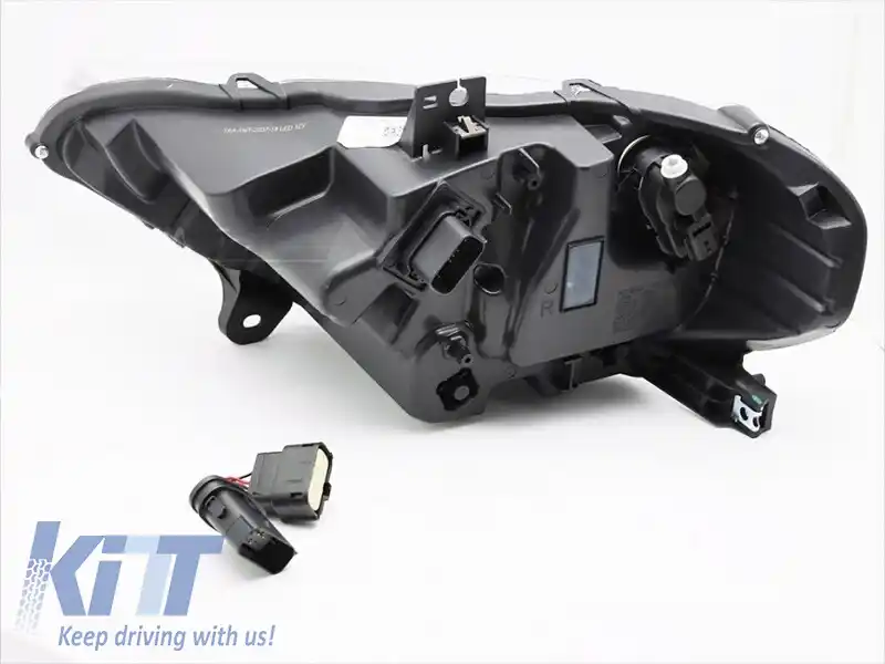 Set de faruri LED de tuning potrivit pentru Ford Mustang 2018-2021 cu bază neagră, pentru modelul cu lumini DRL din fabrică, stânga și dreapta-image-6238407