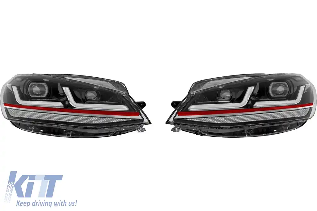 Set de faruri LED Osram LEDriving GTi Edition potrivit pentru VW Golf 7.5 2017-2020 cu bază neagră, stânga și dreapta, pentru modelul cu faruri halogen