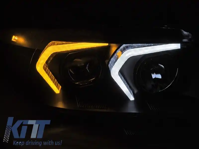 Set de faruri LED potrivit pentru BMW Seria 3 E90 sedan, E91 touring 2005-2008 cu bază neagră-image-6152657