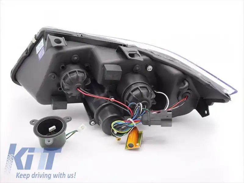 Set de faruri LED potrivit pentru BMW Seria 3 E90 sedan, E91 touring 2005-2008 cu bază neagră-image-6152658