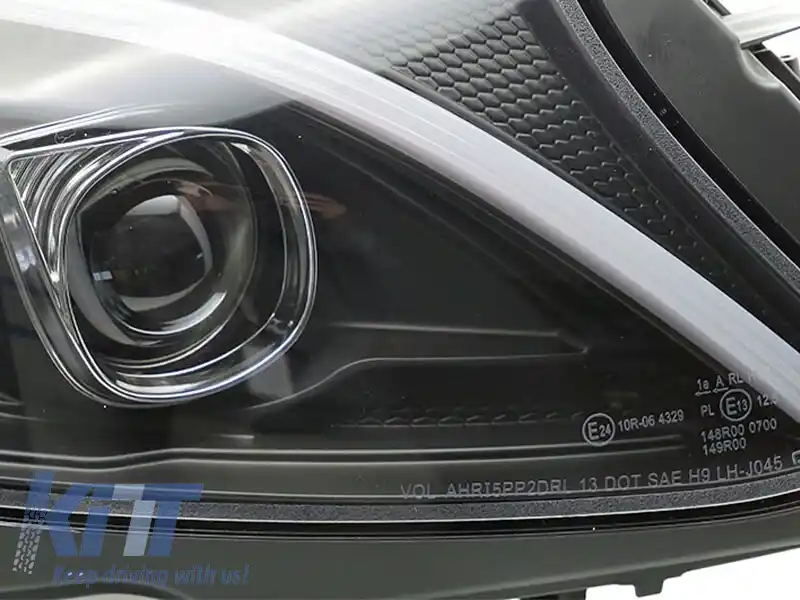 Set de faruri LED potrivit pentru Mercedes C-Class W205 2014-2018 cu bază neagră, stânga și dreapta, pentru modelul cu faruri halogen standard-image-6238472