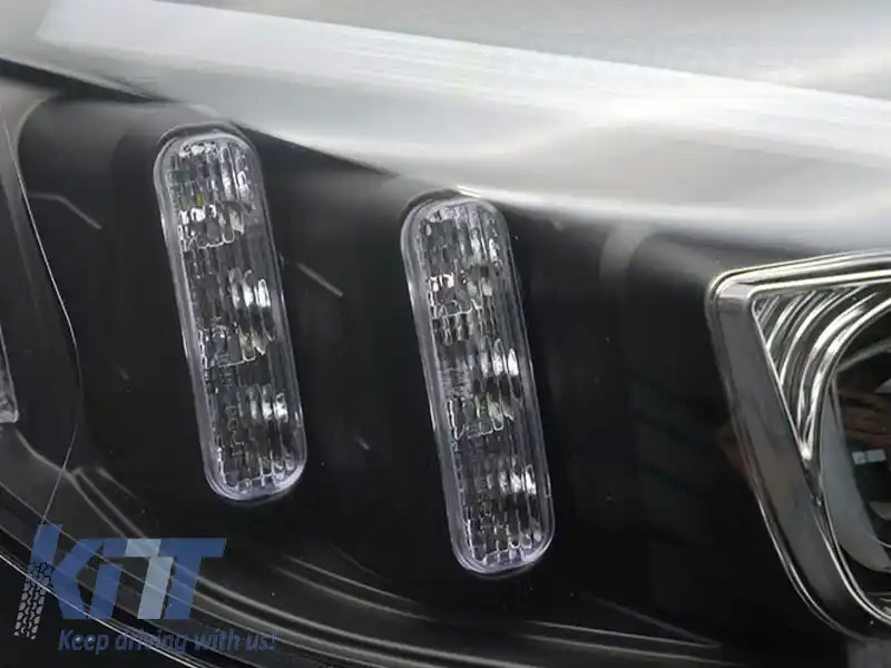 Set de faruri LED potrivit pentru Mercedes C-Class W205 2014-2018 cu bază neagră, stânga și dreapta, pentru modelul cu faruri halogen standard-image-6238473