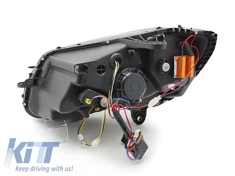 Set de faruri LED potrivit pentru Mercedes C-Class W205 2014-2018 cu bază neagră, stânga și dreapta, pentru modelul cu faruri halogen standard-image-6238474