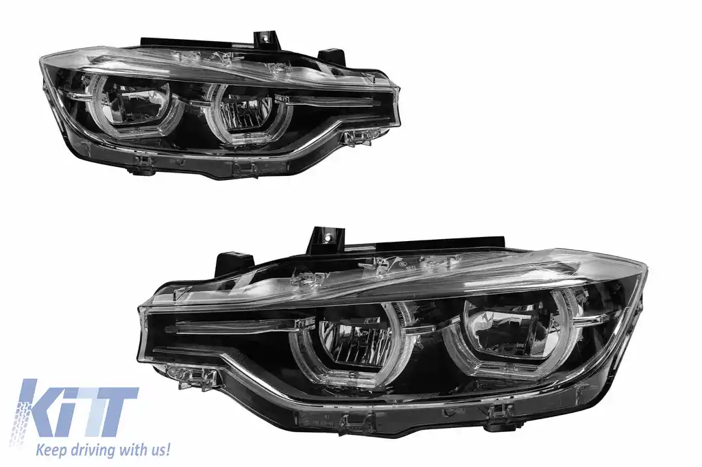 Set de faruri LED tip LCI potrivit pentru BMW Seria 3 F30 sedan, F31 touring 2013-2015 pentru modelele cu faruri xenon din fabrică