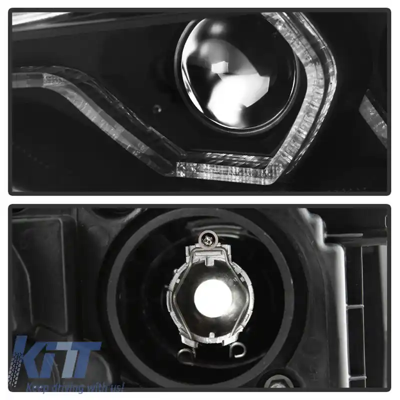 Set de Faruri Potrivit pentru BMW 3 F30 / F31 11-15 3D Angel Eyes Negru H7/H7 cu Motor Sonar-image-6301841