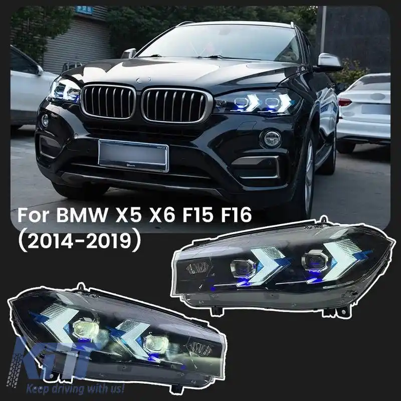 Set de faruri potrivit pentru Bmw X5 F15 (2013-2018) / X6 F16 (2014-2019) Conversie la aspectul G05 / G06 Carner Negru-image-6320174