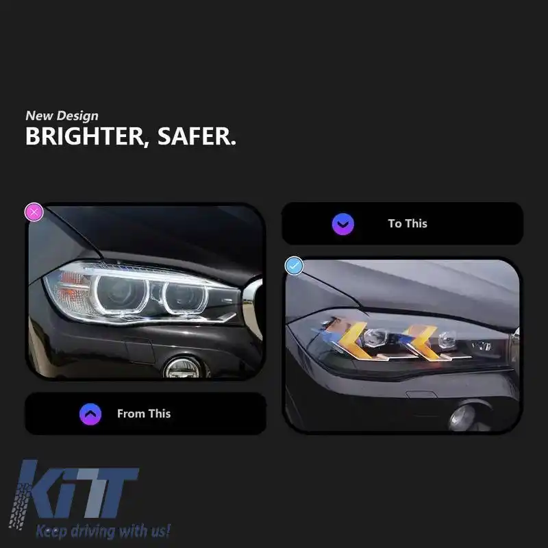 Set de faruri potrivit pentru Bmw X5 F15 (2013-2018) / X6 F16 (2014-2019) Conversie la aspectul G05 / G06 Carner Negru-image-6320181
