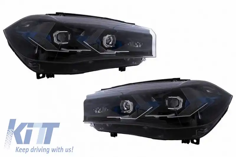 Set de faruri potrivit pentru Bmw X5 F15 (2013-2018) / X6 F16 (2014-2019) Conversie la aspectul G05 / G06 Carner Negru-image-6320182