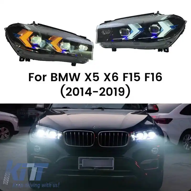 Set de faruri potrivit pentru Bmw X5 F15 (2013-2018) / X6 F16 (2014-2019) Conversie la aspectul G05 / G06 Carner Negru-image-6321027