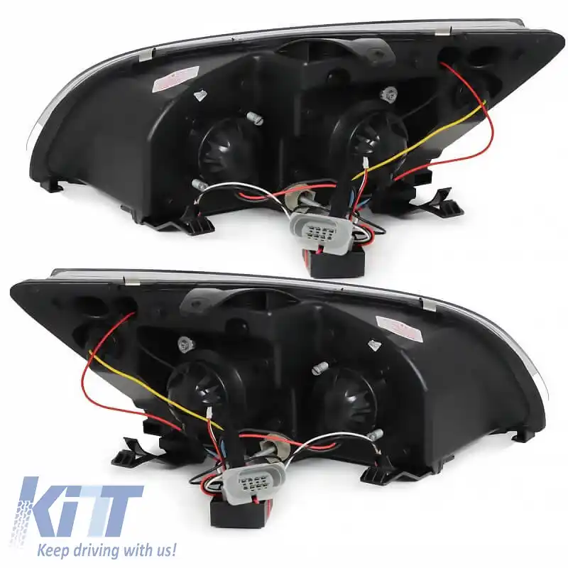 Set de faruri potrivit pentru Ford Focus 04-08 DRL & Semnal LED Crom H1/H1 JunYan-image-6289963