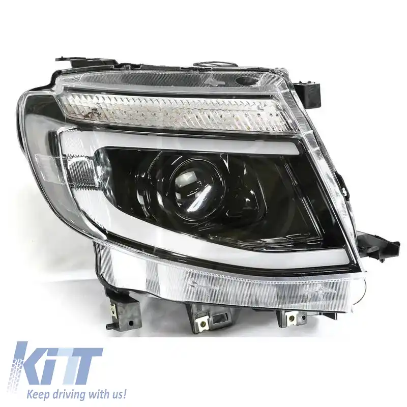Set de Faruri Potrivit pentru Ford Ranger T6 2012-2015 DRL Dinamic Negru LED Complet cu Motor-image-6314366