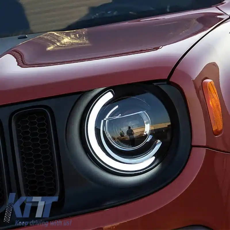 Set de Faruri Potrivit pentru Jeep Renegade 2014+ Lumini Tub DRL Negre H7 Manual Akkon-image-6316564