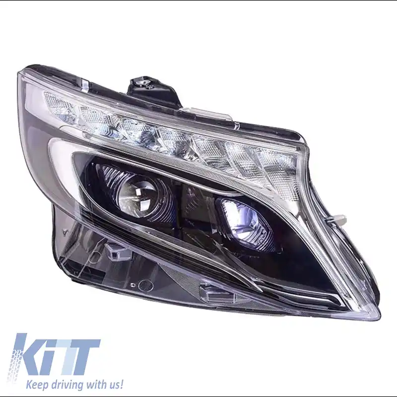 Set de Faruri Potrivit pentru Mercedes-Benz Vito W447 14+ Tub Led DRL & Semnal Led Dinamic Negru cu Motor Carner-image-6289996