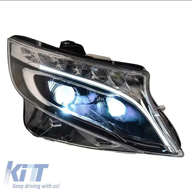 Set de Faruri Potrivit pentru Mercedes-Benz Vito W447 14+ Tub Led DRL & Semnal Led Dinamic Negru cu Motor Carner-image-6289997
