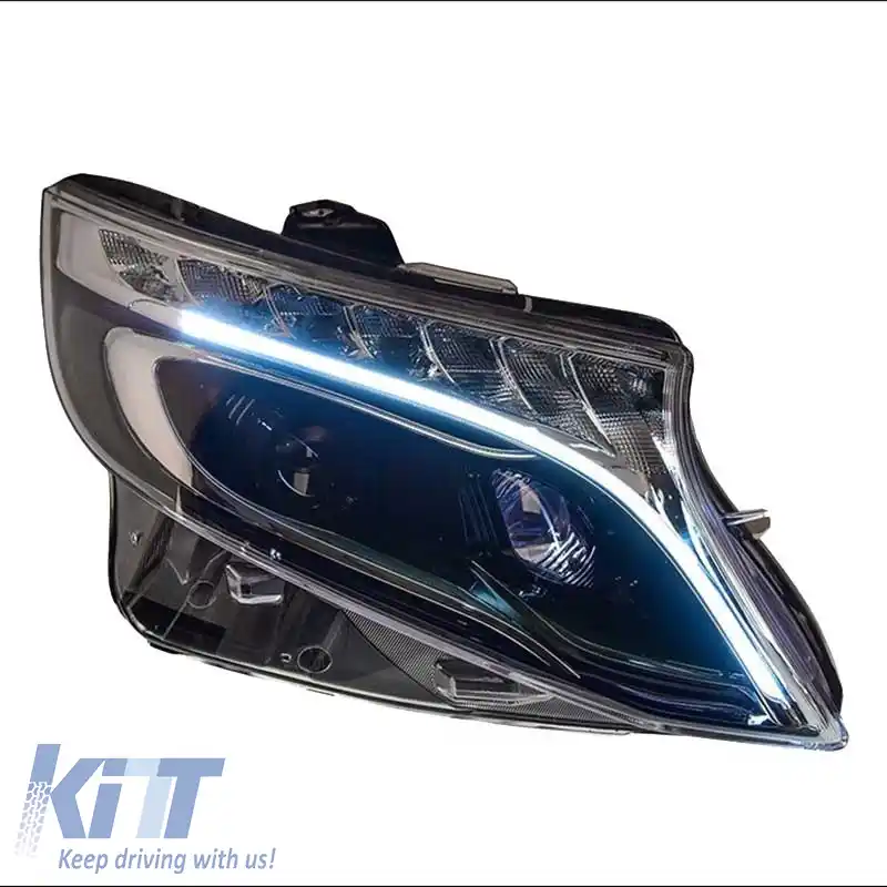 Set de Faruri Potrivit pentru Mercedes-Benz Vito W447 14+ Tub Led DRL & Semnal Led Dinamic Negru cu Motor Carner-image-6289998