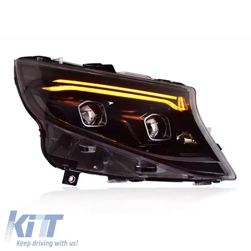 Set de Faruri Potrivit pentru Mercedes-Benz Vito W447 14-24 W448 2025 Look DRL Led Tube Negru Carner-image-6321178