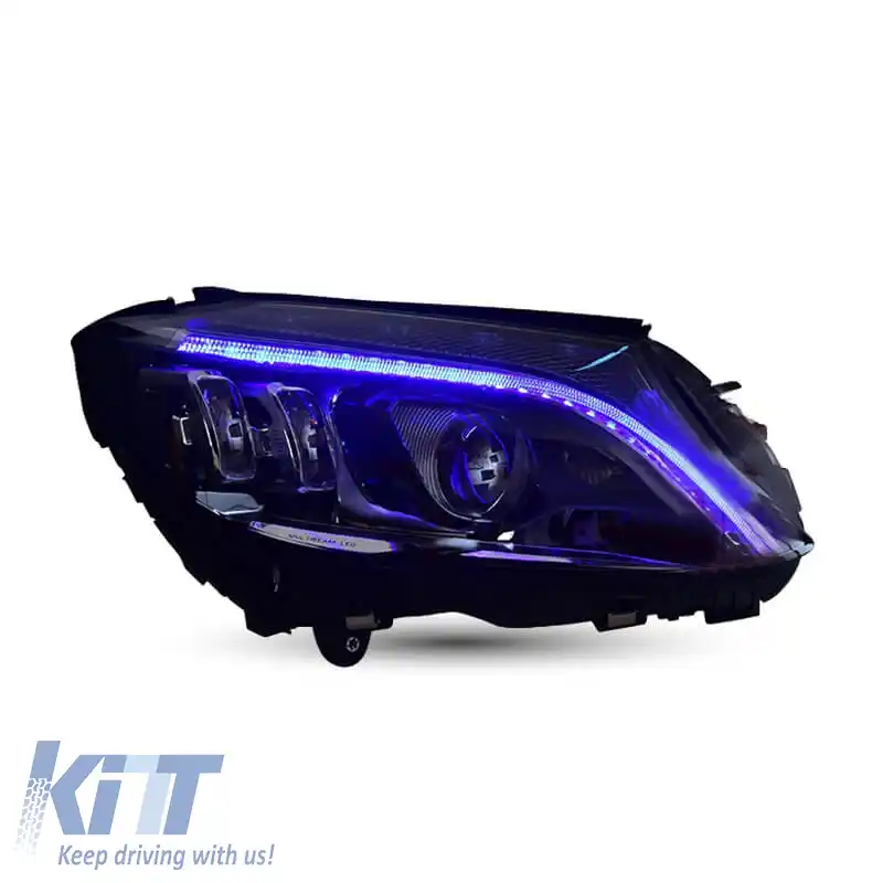 Set de Faruri Potrivit pentru Mercedes-Benz C-Class W205 14-18 Upgrade LED la Multibeam Full LED DRL Negru cu Transportor de Motor-image-6313692