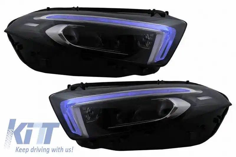 Set de Faruri Potrivit pentru Mercedes-Benz A-Class W177 / V177 2018-2022 Upgrade Halogen la Full LED DRL cu Motor Carrier-image-6319729