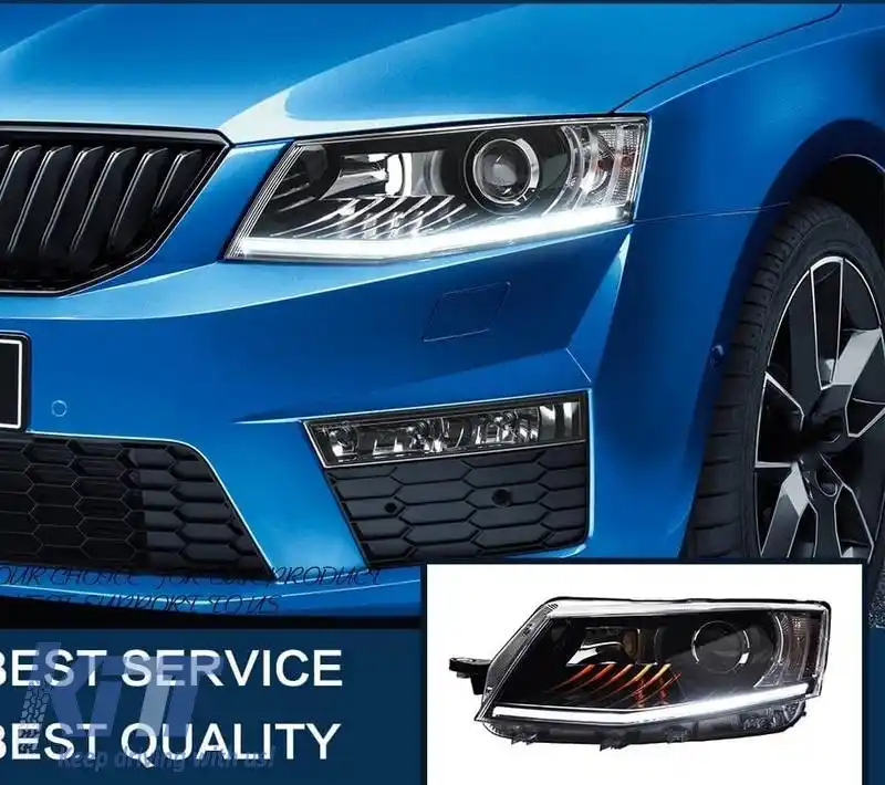 Set de faruri potrivit pentru Skoda Octavia mk3 2014-2017 DRL Black Carner-image-6320142