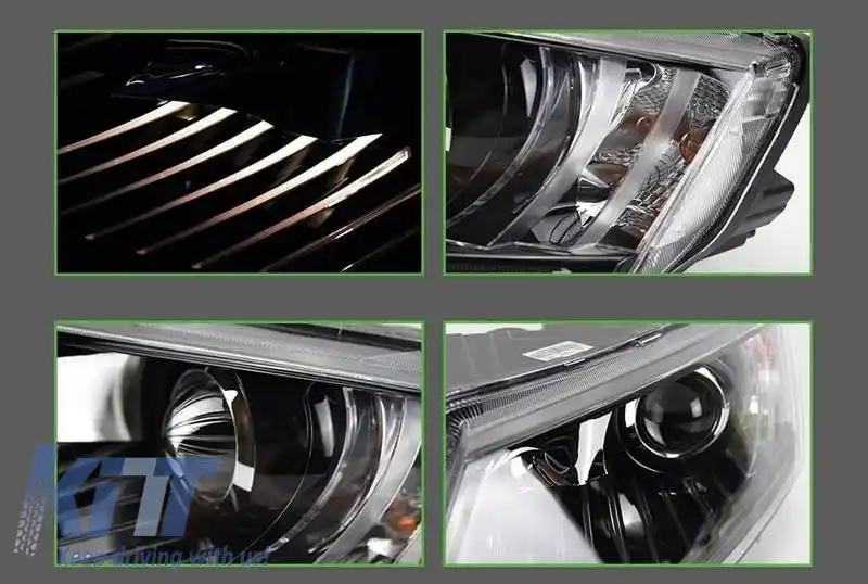 Set de Faruri Potrivit pentru Skoda Octavia mk3 2014-2017 DRL Negru Carner-image-6321000