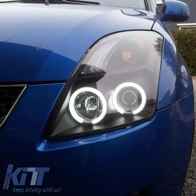 Set de Faruri Potrivit pentru Suzuki Swift 05-10 CCFL Angel Eyes Negru H1/H1 Sonar-image-6290625