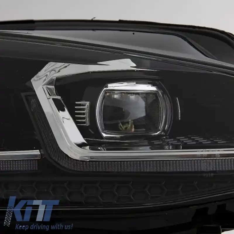 Set de Faruri Potrivit pentru VW Golf 7.5 17-19 Facelift DRL & Semnal Dinamic Linia Neagră/Chromată Aspect GTI H7 Cu Motor Carner-image-6290699