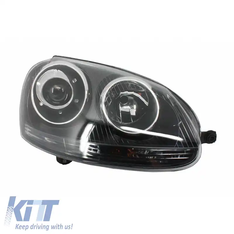 Set de faruri potrivit pentru VW Golf V (5) 03-08 Proiectoare GTI / R32 Look Negru H7/H7 Cu Motor & E-Mark Carner-image-6289938