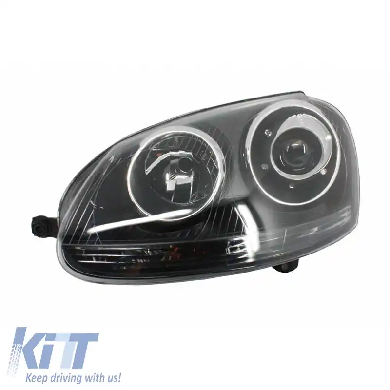 Set de faruri potrivit pentru VW Golf V (5) 03-08 Proiectoare GTI / R32 Look Negru H7/H7 Cu Motor & E-Mark Carner-image-6289939