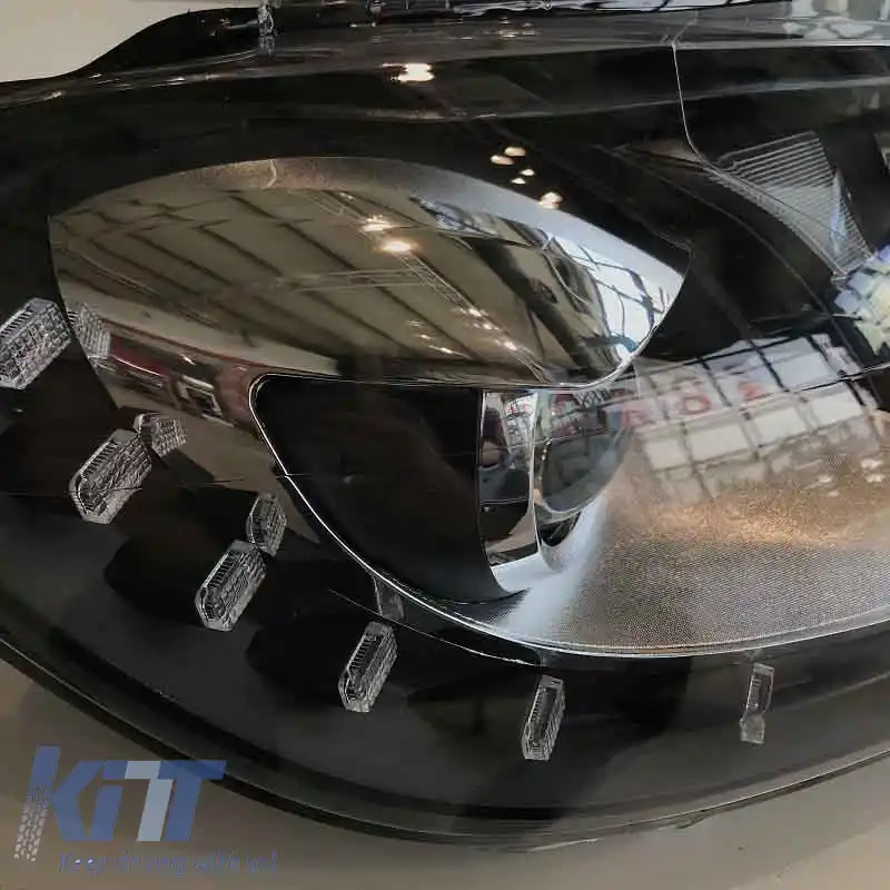 Set de faruri potrivit pentru VW Golf VI (6) 08-12 DRL GTI /R20 Look Negru H7/H7 cu Motor Carner-image-6290033