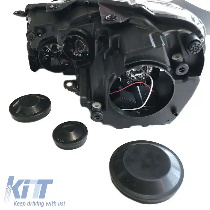 Set de faruri potrivit pentru VW Golf VI (6) 08-12 DRL GTI /R20 Look Negru H7/H7 cu Motor Carner-image-6290036