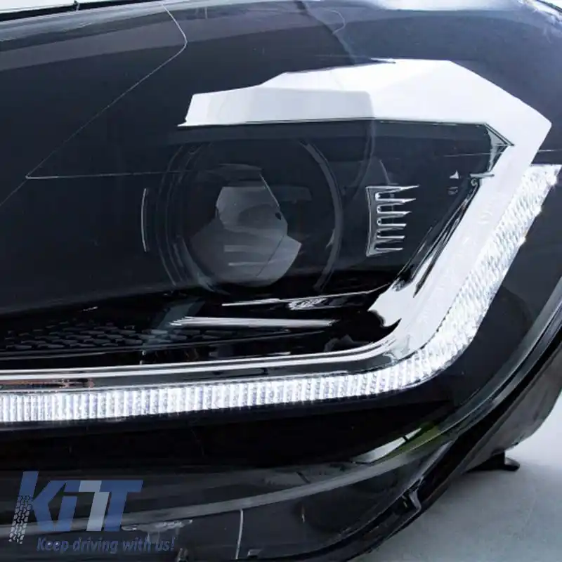 Set de faruri potrivit pentru VW Golf VI (6) 08-12 DRL & Semnal LED Aspect Dinamic Golf 7.5 Linia Neagră/Silver H7 cu Motor Carrier-image-6325992