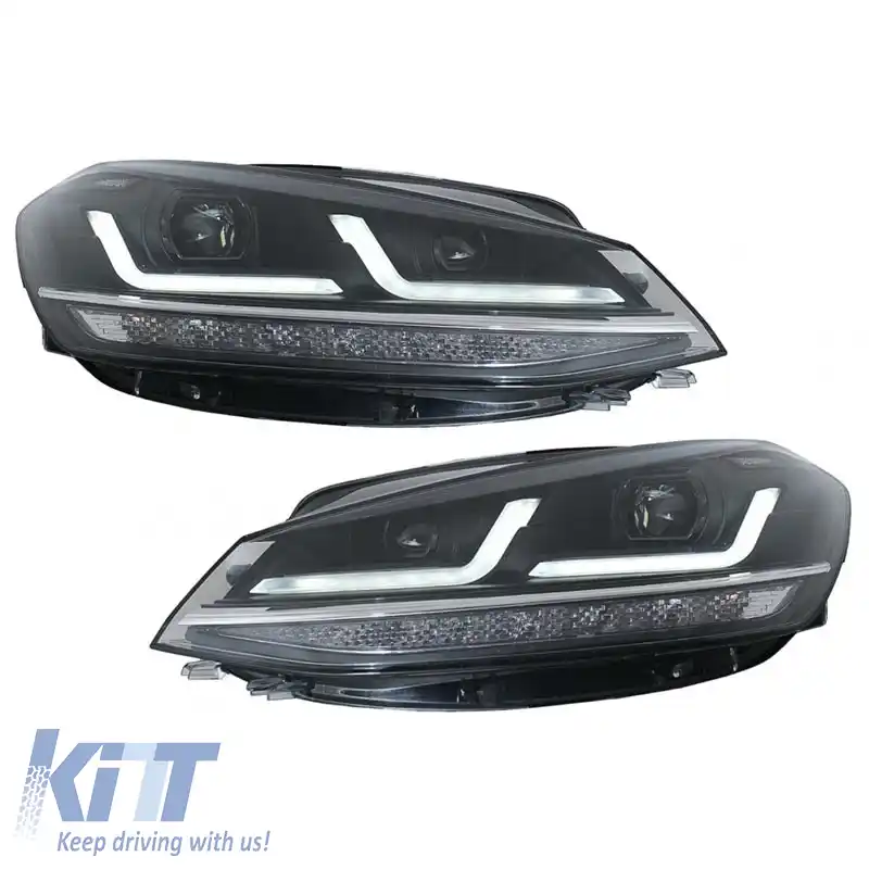 Set de Faruri Potrivit pentru VW Golf VII (7.5) 17-19 DRL Versiune Complet LED Halogen Negru LEDHL109-BK OsramLedriving-image-6292512