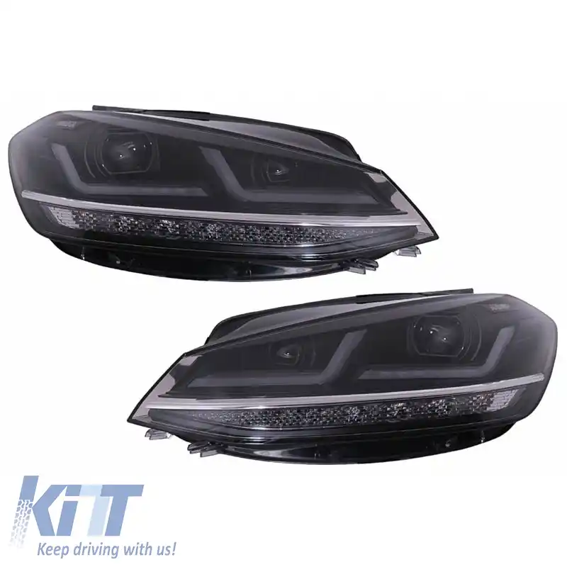 Set de Faruri Potrivit pentru VW Golf VII (7.5) 17-19 DRL Versiune Complet LED Halogen Negru LEDHL109-BK OsramLedriving-image-6292513