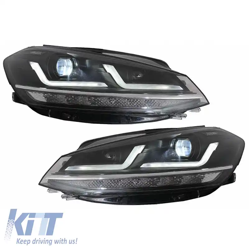 Set de Faruri Potrivit pentru VW Golf VII (7.5) 17-19 DRL Versiune Complet LED Halogen Negru LEDHL109-BK OsramLedriving-image-6292514