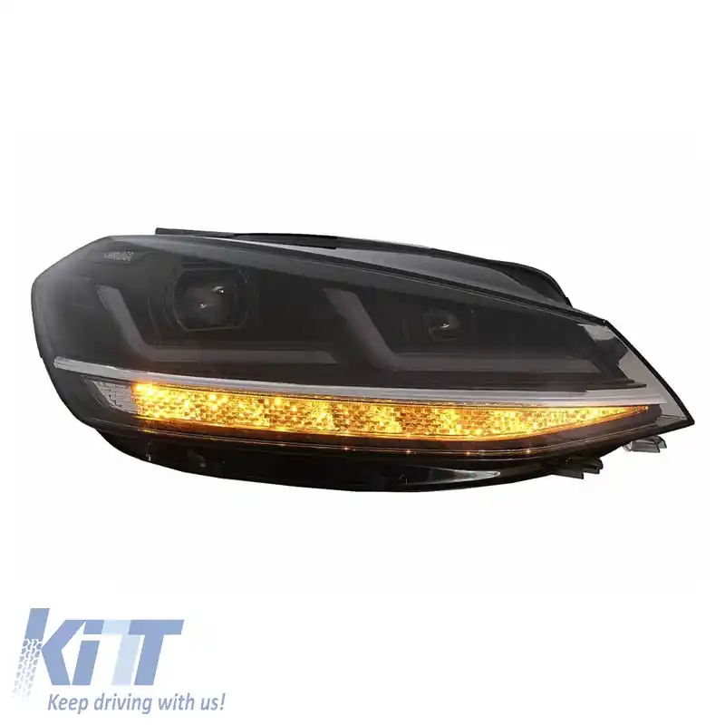 Set de Faruri Potrivit pentru VW Golf VII (7.5) 17-19 DRL Versiune Complet LED Halogen Negru LEDHL109-BK OsramLedriving-image-6292517