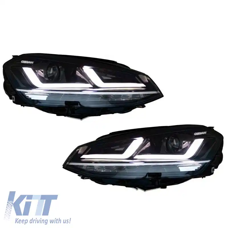Set de faruri potrivit pentru VW Golf VII (7) 12-17 DRL Full Led Versiune Halogen Negru/Chrome LEDHL103-CM Osram Ledriving-image-6289915