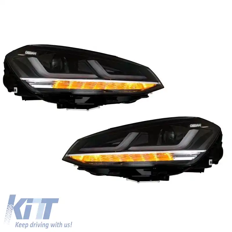 Set de faruri potrivit pentru VW Golf VII (7) 12-17 DRL Full Led Versiune Halogen Negru/Chrome LEDHL103-CM Osram Ledriving-image-6289917